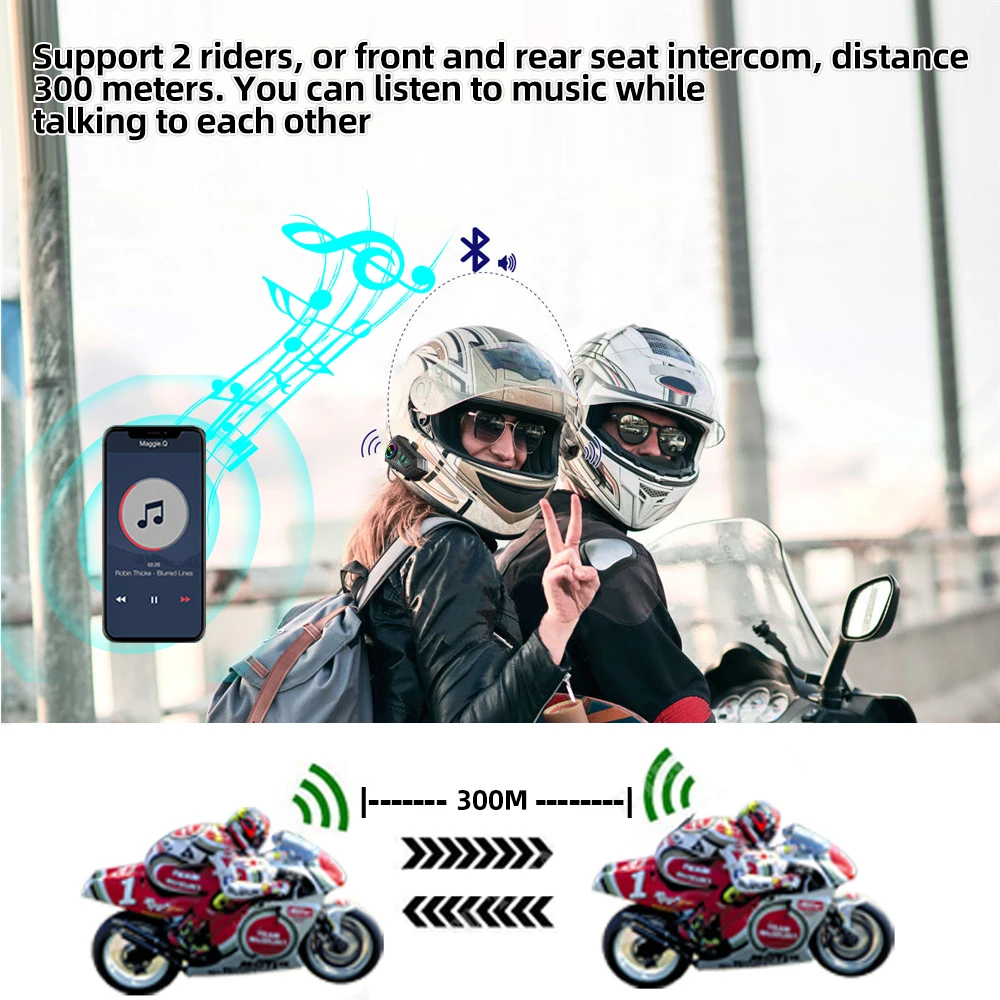 Kebidumei YP10 2X Bežične Bluetooth 5.3 Moto Kaciga Slušalica interkom Vodootporan 300 m Intercomunicador Zvučnik Slušalice1
