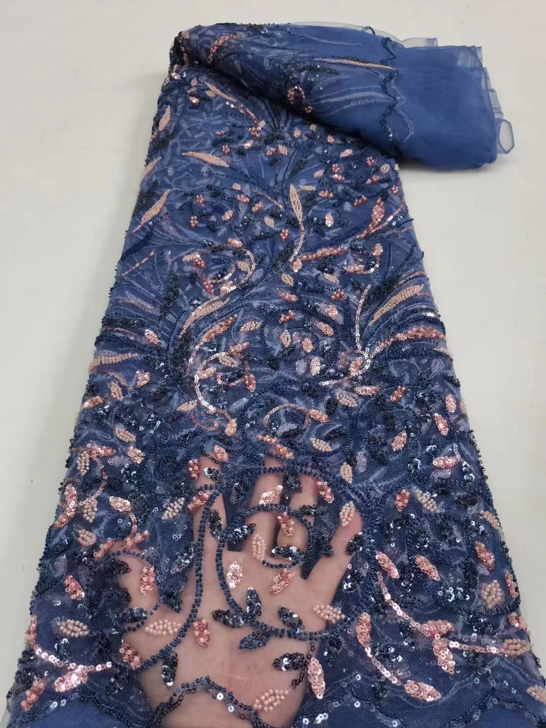 Luksuzna cvjetne čipke tkanina s afričkim kamenčićima 2023 najnoviji kvalitetan khor dubai francuskog tila čipkom vez i šljokice za večernja haljina1