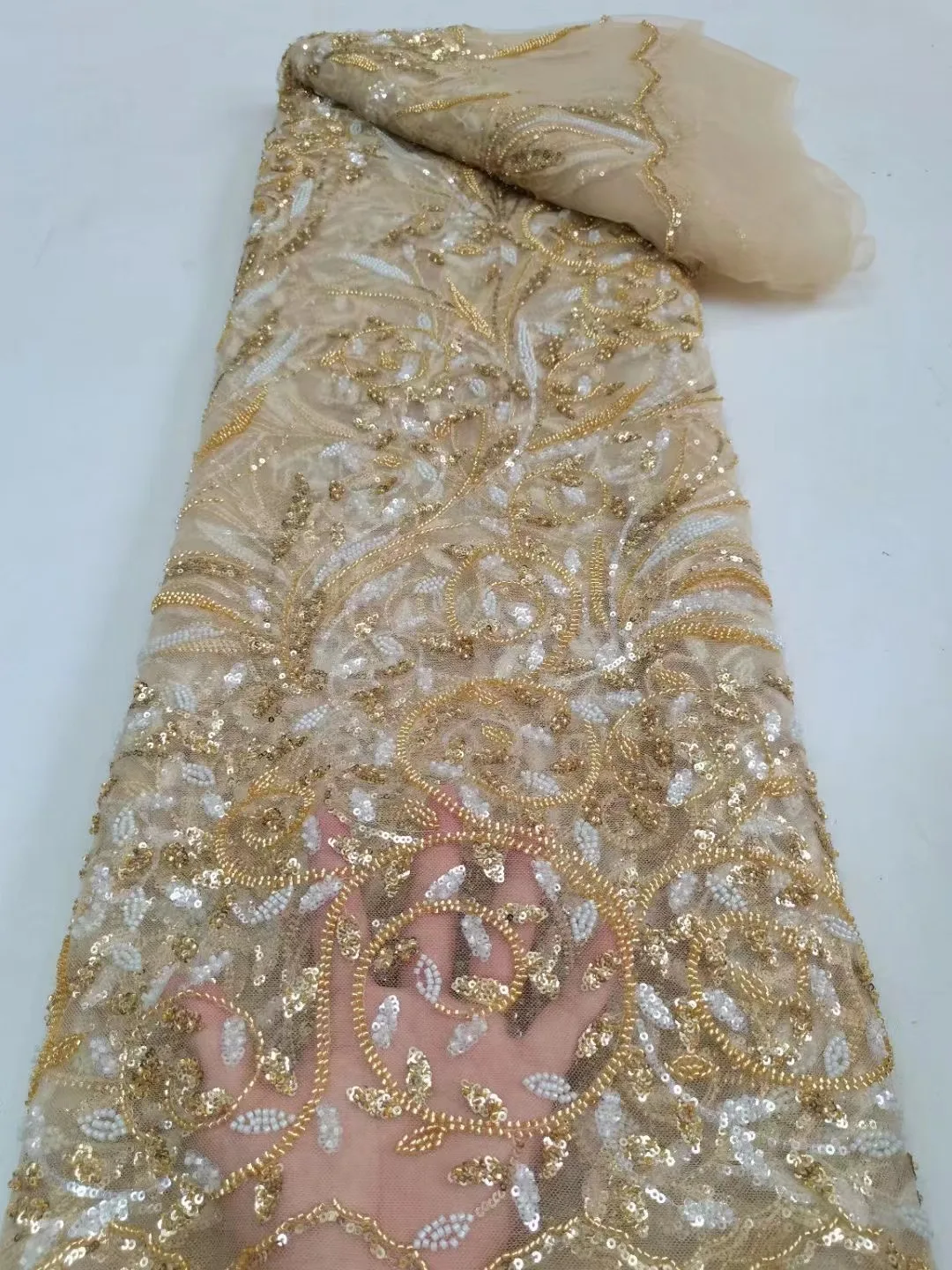 Luksuzna cvjetne čipke tkanina s afričkim kamenčićima 2023 najnoviji kvalitetan khor dubai francuskog tila čipkom vez i šljokice za večernja haljina3