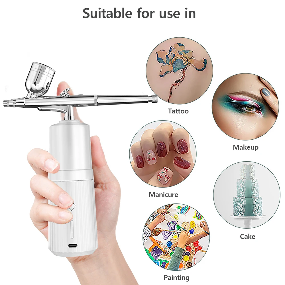Kisik injektora, zračni kompresor, airbrush za dizajn noktiju, tattoo, zanatske kolač, USB punjiva nano-prskalica za prskanje magle5