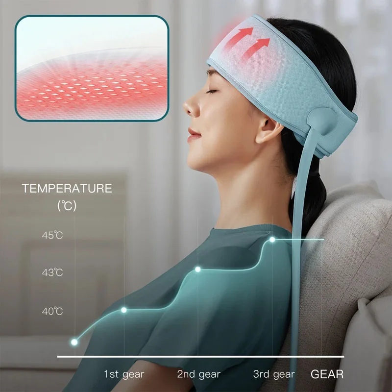 Električni jastuk za glavu pod pritiskom zraka, Нагревающая povez za glavu, разминающая iz depresije, migrene, Hipnoza, glavobolja, pojednostavljuje zdravlje2