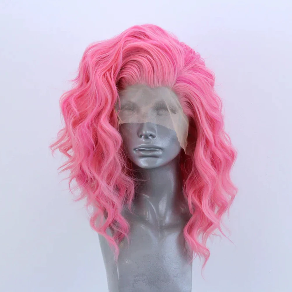 Karizma Sintetičkih perika za žene, kratke frizure Bob, sintetičkih perika na кружеве, toplinski vlaknast kosa, roze svijetle sive čipke perika1