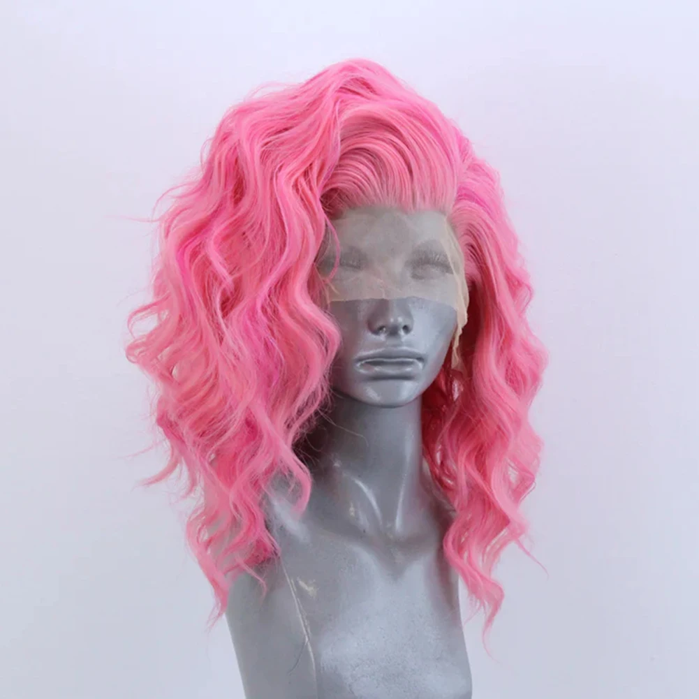 Karizma Sintetičkih perika za žene, kratke frizure Bob, sintetičkih perika na кружеве, toplinski vlaknast kosa, roze svijetle sive čipke perika2