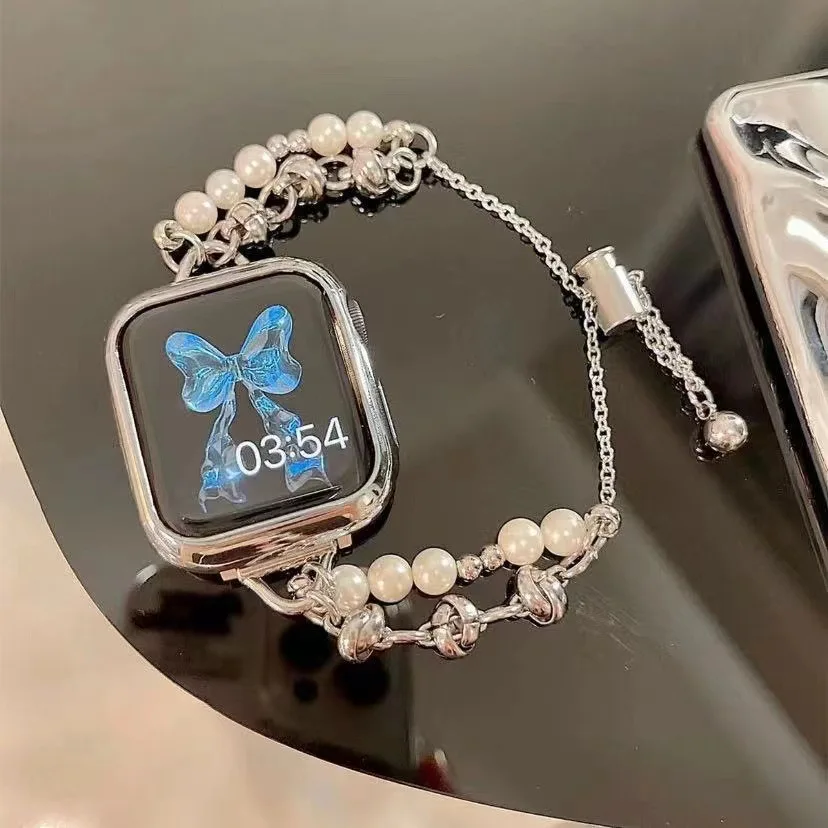 Moderan ovjes biser narukvica-remen za Apple Watch Series 7 6 SE 5 45 44 42 narukvica sa dekoracijom u obliku kristala i bisera iWatch Ultra 49 40 383