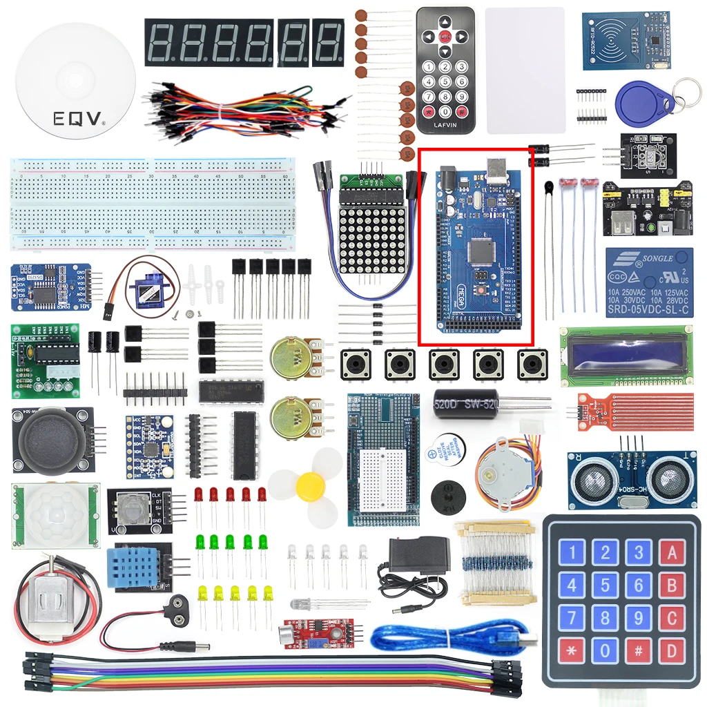 Projekt EQV MEGA 2560 Je Pun Starter kit za Arduino Mega2560 Nano s PŠENICA LCD1602 / Ultrazvučni senzor / Study guide0
