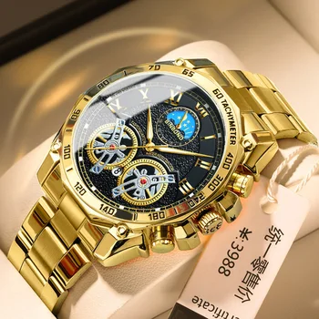 2023 Novi trendi sportski sat za muškarce, najbolji brand luksuznih zlatnih, od nehrđajućeg čelika, vodootporan, koje ostavljaju kalendaru, ručni satovi muški satovi