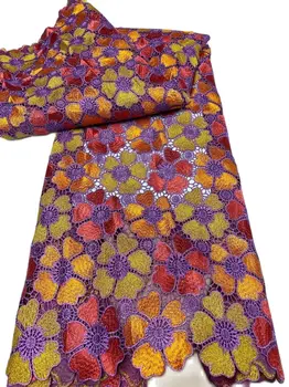 2023 visokokvalitetna afrička cvjetne čipke tkanina s kamenjem, maloprodaja, 5 metara сетчатого čipke za nigerijski šivanje, afrički veliki vjenčanica F151