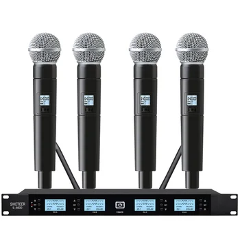 Bežični mikrofon Ručni mikrofon profesionalna 4-kanalni sustav UHF za karaoke KTV Live Stage Performance Edukativne konferencija