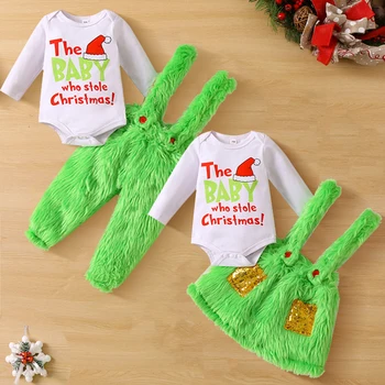 Božićni kostim za djevojčice i male dječake, kombinezon dugih rukava i буквенным po cijeloj površini, однотонный nogavica odijelo na бретелях