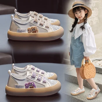 Cipele za djevojčice, sportska obuća, prozračne bijele mrežaste cipele, dječje nadvoji cipele, ljetne cipele-čamaca za odmor