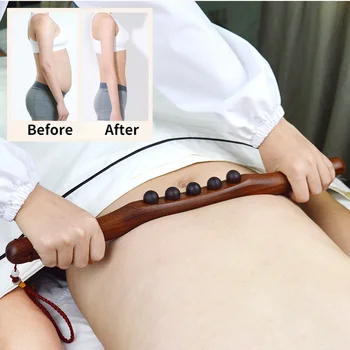 Drveni terapeutski maser za opuštanje tijela, masažna štapić od prirodnih карбонизированного drva, alat Gua Sha, jastuk za vrat, ramena, leđa