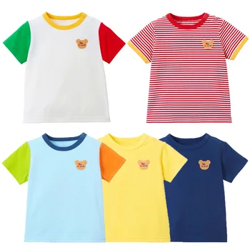 Japanski dječje majice, Ljetne Majice sa vezom Medvjeda iz Crtića, Majica kratkih rukava za dječaka, Dječje Majice, Camisetas od 2 do 8 godina