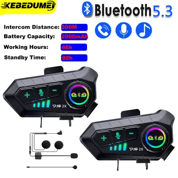 Kebidumei YP10 2X Bežične Bluetooth 5.3 Moto Kaciga Slušalica interkom Vodootporan 300 m Intercomunicador Zvučnik Slušalice