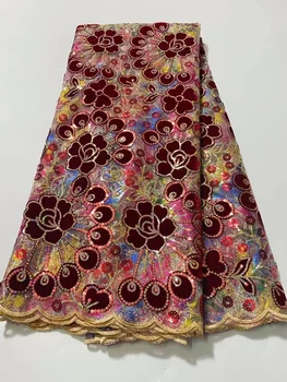 Luksuzna afrička cvjetne čipke tkanine, šljokice, nova visokokvalitetna cvjetne čipke tkanina za mladoženju, нигерийская vjenčanje, vez za mladence, francuska тюлевое čipke s šljokice