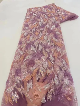 Luksuzna нигерийская cvjetne čipke tkanina ručno beaded 2023 visokog kvaliteta sa izvezenim beaded Afrička cvjetne čipke tkanina za šivanje