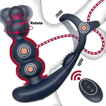Muški maser prostate s daljinskim upravljanjem, vibrator, okretati za 360 °, plišani vibrator, prsten, kao stub, masturbator, dildo, Analni čep za analni seks, podesan za nošenje