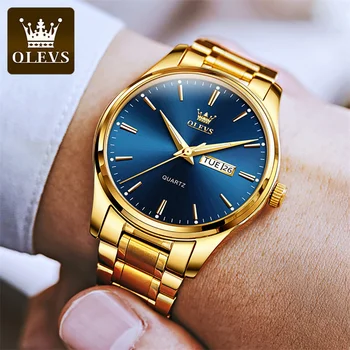 OLEVS Gospodo kvarcni sat je najbolji brand Luksuznih Poslovnih vodootporan muški ručni sat sportski sat od nehrđajućeg čelika Relogio Masculino