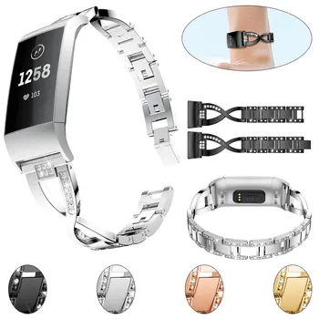 Remen za sat od nehrđajućeg čelika za Fitbit Versa 3, 4, narukvica, dijamanti, metalni pribor za pametne sati, remen za sat