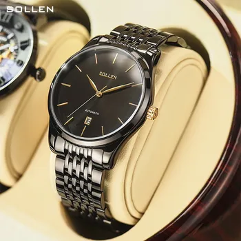 SE, modni quartz muški sat s jednostavnim kalendaru, remen od nehrđajućeg čelika, sjajni vodootporni sat, duljina 30 m, poslovni satovi za muškarce